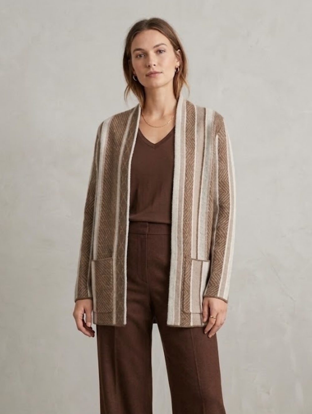 D & Co. - NWOT Striped Jacquard Open Cardigan